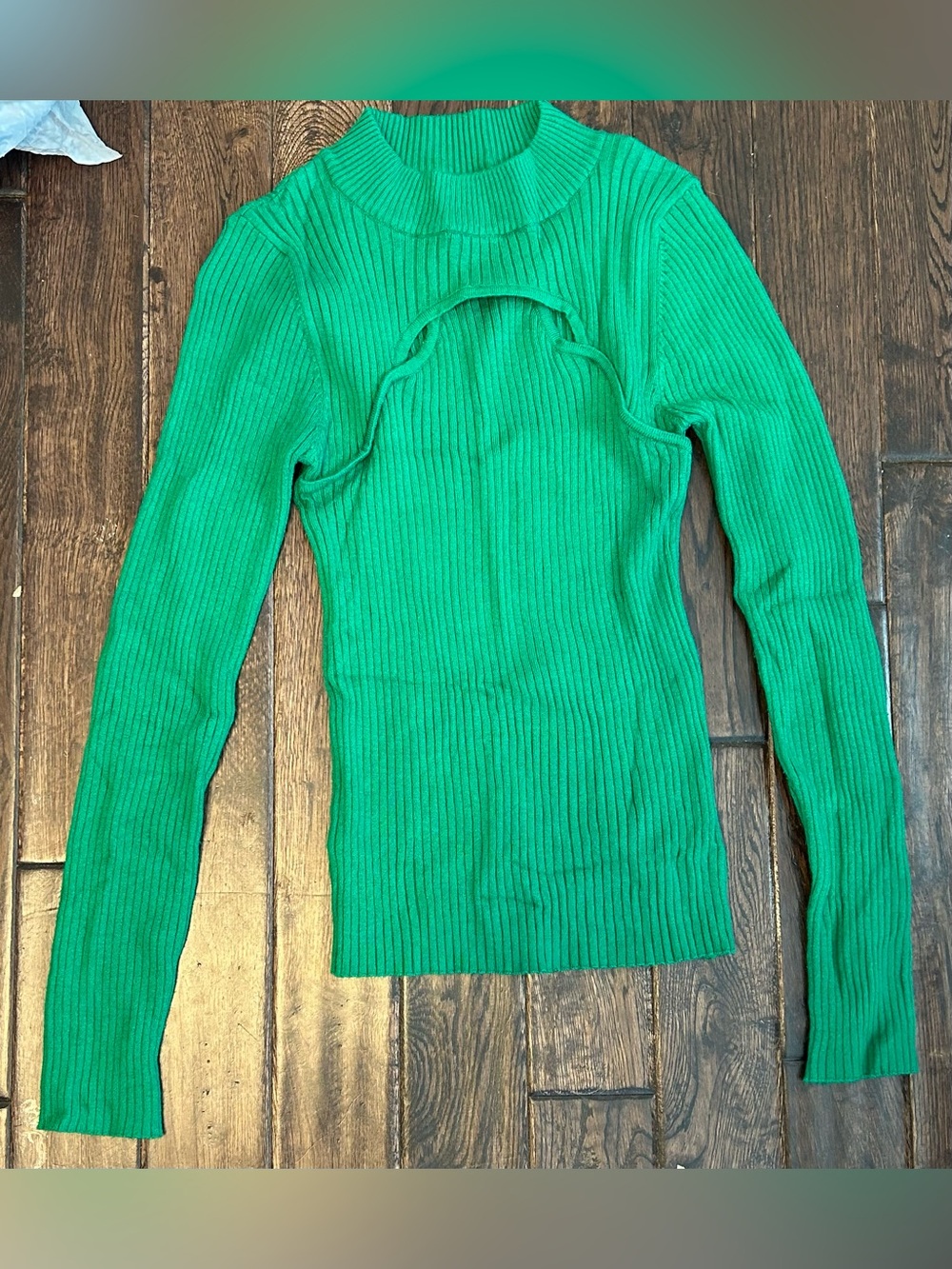 Love Tree Ribbed Cutout Sweater